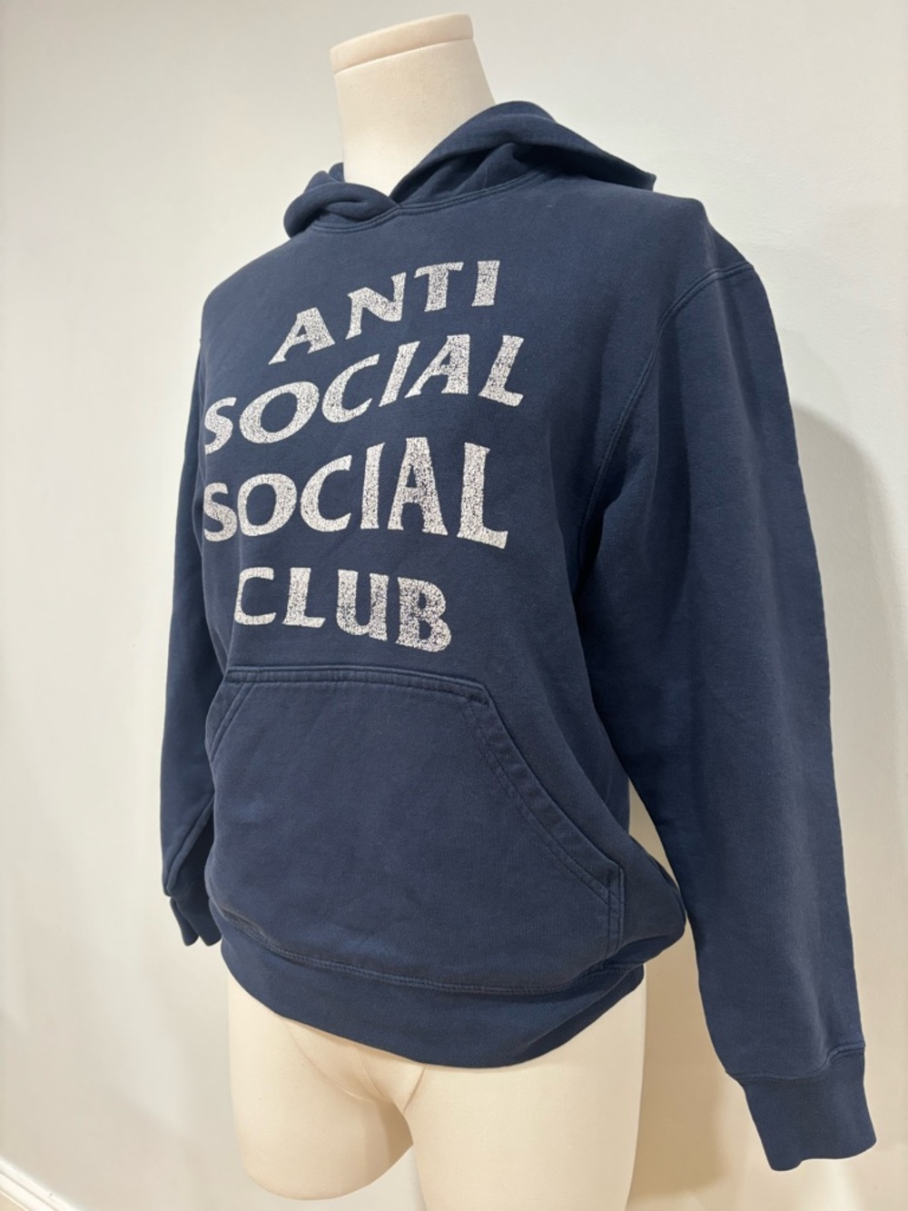 Anti Social Social Club Navy Hoodie with White Logo - Picture 3 of 3